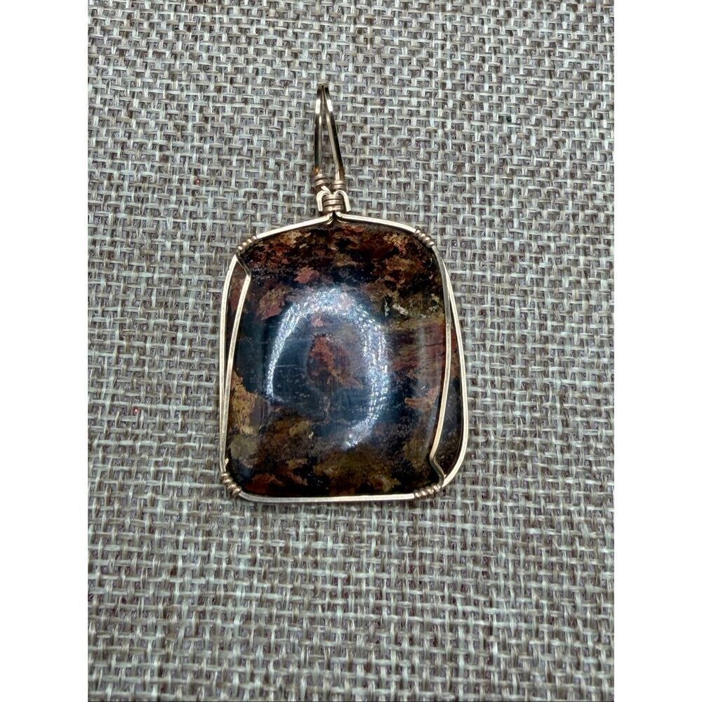 Handmade Wire Wrapped Jasper Pendant – Gold Filled Wire – Large Artisan Gemstone